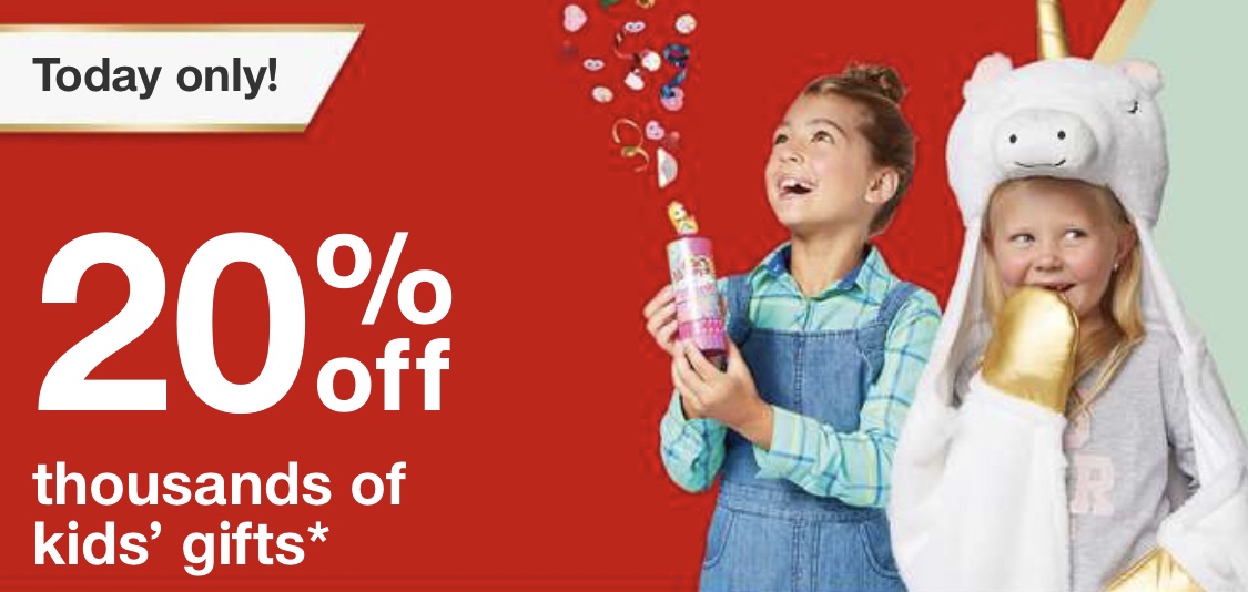 Holiday Target Run for Your Favorite Kid 20% Off Today!